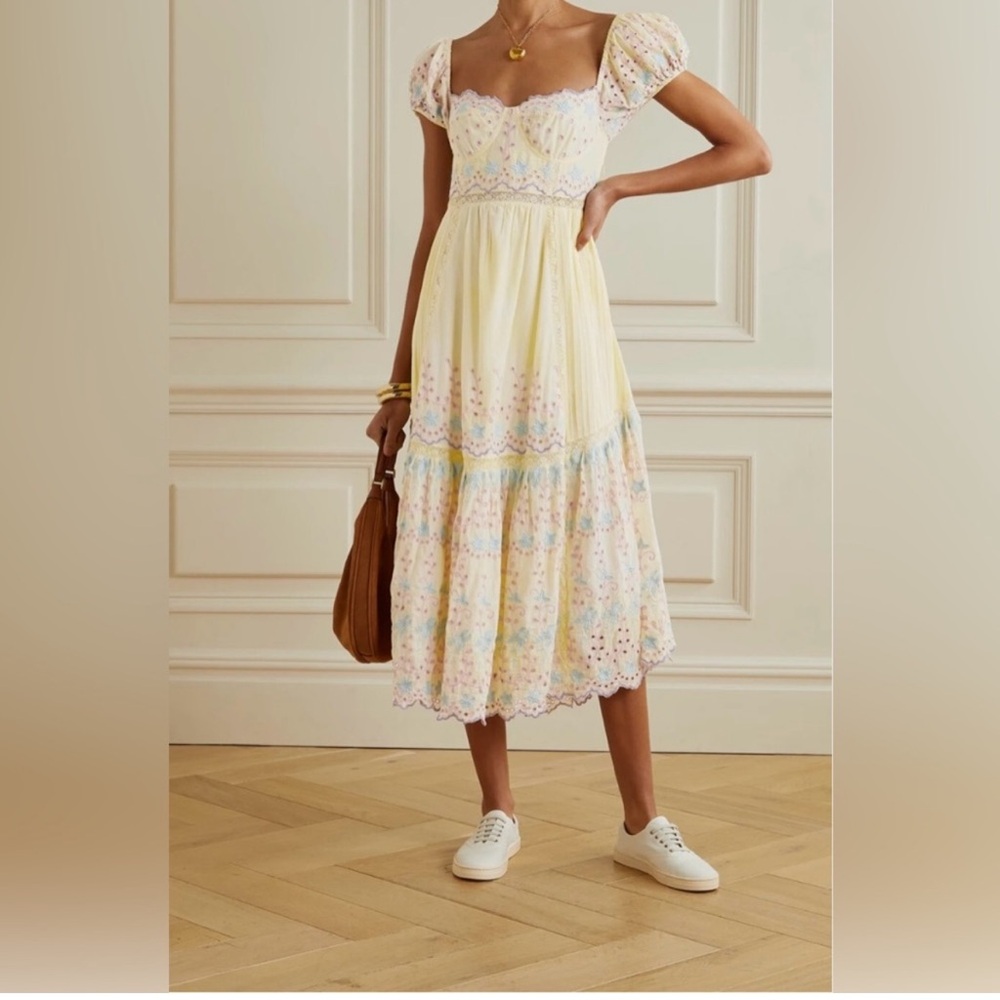 LOVESHACKFANCY Magena Eyelet Embroidered Dress Size 6